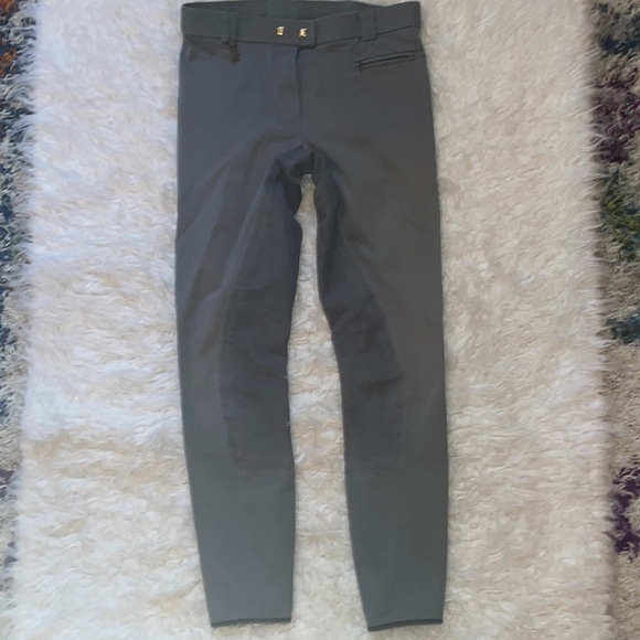 Golden Dress Full Leather Seat Breeches Size 25R Pinstripe Grey PRISTINE! - Picture 2 of 16